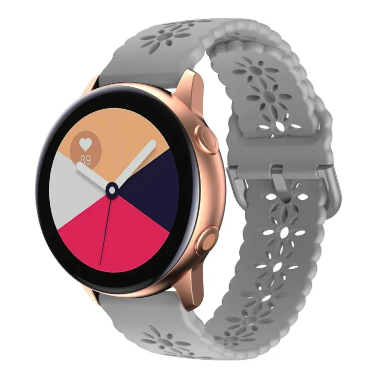 梅花鏤空矽膠錶帶，適用於 Samsung Galaxy Watch4 40/44mm，Samsung Galaxy Watch4 Classic 42/46mm