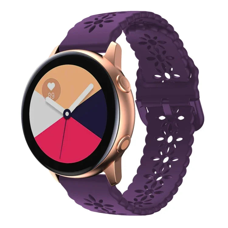 梅花鏤空矽膠錶帶，適用於 Samsung Galaxy Watch4 40/44mm，Samsung Galaxy Watch4 Classic 42/46mm