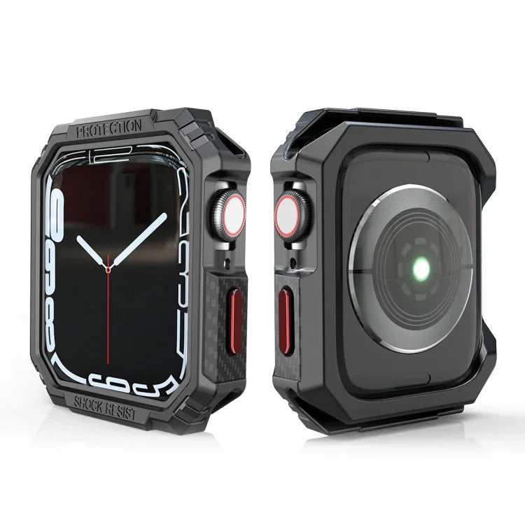 碳纖維對比色保護殼，適用於 Apple Watch Series 9 / 8 / 7 41mm，適用於 Apple Watch Series 9 / 8 / 7 45mm，適用於 Apple Watch Series 6 & SE & 5 & 4 44mm，適用於 Apple Watch Series 6 & SE & 5 & 4 40mm