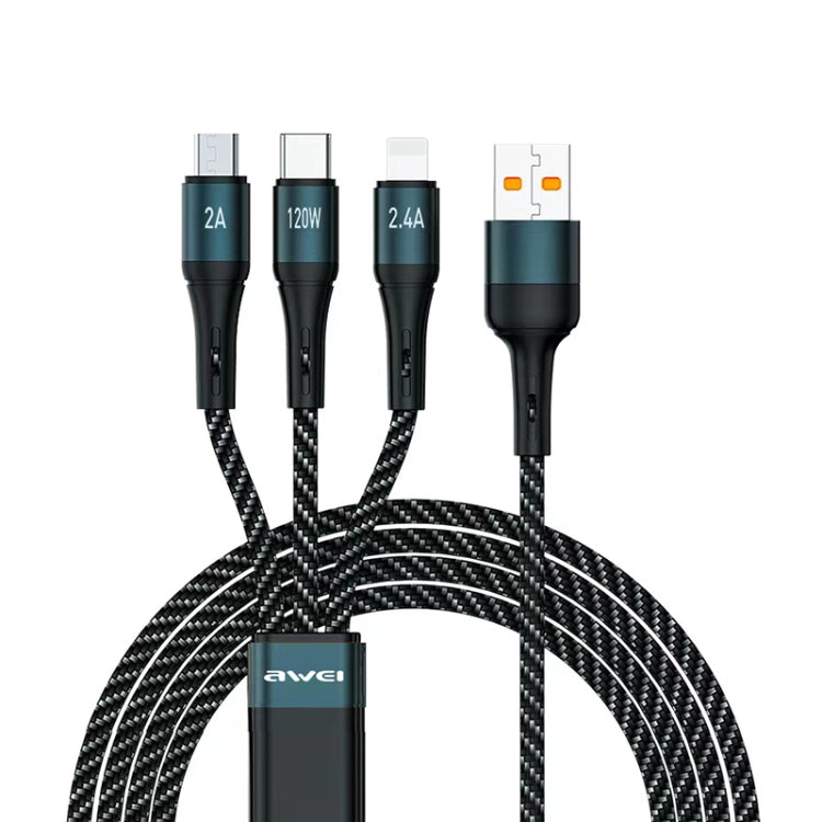 awei CL-972 Type-C / USB-C + 8 Pin + Micro USB 三合一快充數據線，長度：1.2米