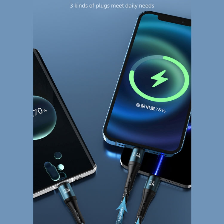 awei CL-972 Type-C / USB-C + 8 Pin + Micro USB 三合一快充數據線，長度：1.2米