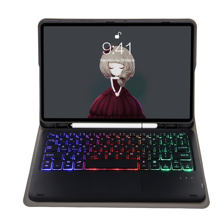 A07B-AS 羊皮筆槽觸控板藍牙鍵盤皮革平板保護套，適用於 iPad 9.7 2018&2017 / Pro 9.7 / Air 2，適用於 iPad 10.2 2021&2020&2019/Air 2019/Pro 10.5，適用於 iPad Air 11 2025 / 2024 / Air 2022&2020 / Pro 11 2021&2020&2018