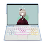T07B-AS 皮膚觸感筆槽觸控板藍牙鍵盤皮革平板保護套，適用於 iPad 9.7 2018&2017 / Pro 9.7 / Air 2，適用於 iPad 10.2 2021&2020&2019/Air 2019/Pro 10.5，適用於 iPad Air 11 2025 / 2024 / Pro 11 2021&2020&2018
