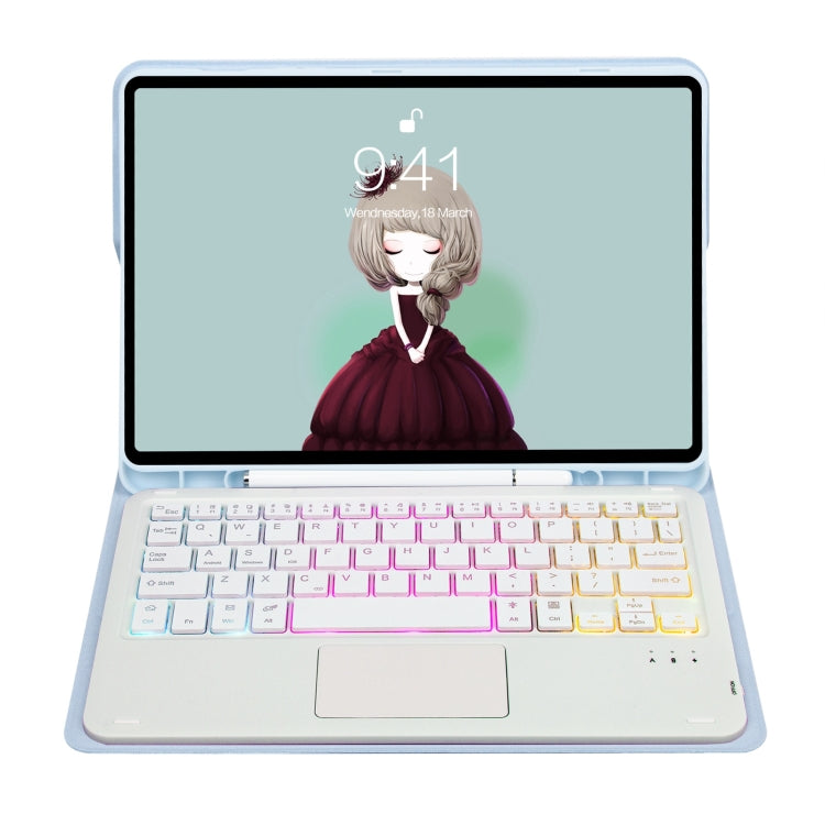 T07B-AS 皮膚觸感筆槽觸控板藍牙鍵盤皮革平板保護套，適用於 iPad 9.7 2018&2017 / Pro 9.7 / Air 2，適用於 iPad 10.2 2021&2020&2019/Air 2019/Pro 10.5，適用於 iPad Air 11 2025 / 2024 / Pro 11 2021&2020&2018