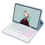 T07B-AS 皮膚觸感筆槽觸控板藍牙鍵盤皮革平板保護套，適用於 iPad 9.7 2018&2017 / Pro 9.7 / Air 2，適用於 iPad 10.2 2021&2020&2019/Air 2019/Pro 10.5，適用於 iPad Air 11 2025 / 2024 / Pro 11 2021&2020&2018