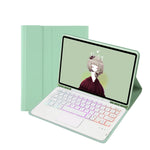 T07B-AS 皮膚觸感筆槽觸控板藍牙鍵盤皮革平板保護套，適用於 iPad 9.7 2018&2017 / Pro 9.7 / Air 2，適用於 iPad 10.2 2021&2020&2019/Air 2019/Pro 10.5，適用於 iPad Air 11 2025 / 2024 / Pro 11 2021&2020&2018
