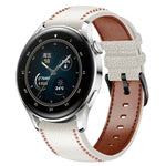 縫線真皮錶帶，適用於 Samsung Galaxy Watch 3 45mm，Huawei Watch GT 3 46mm