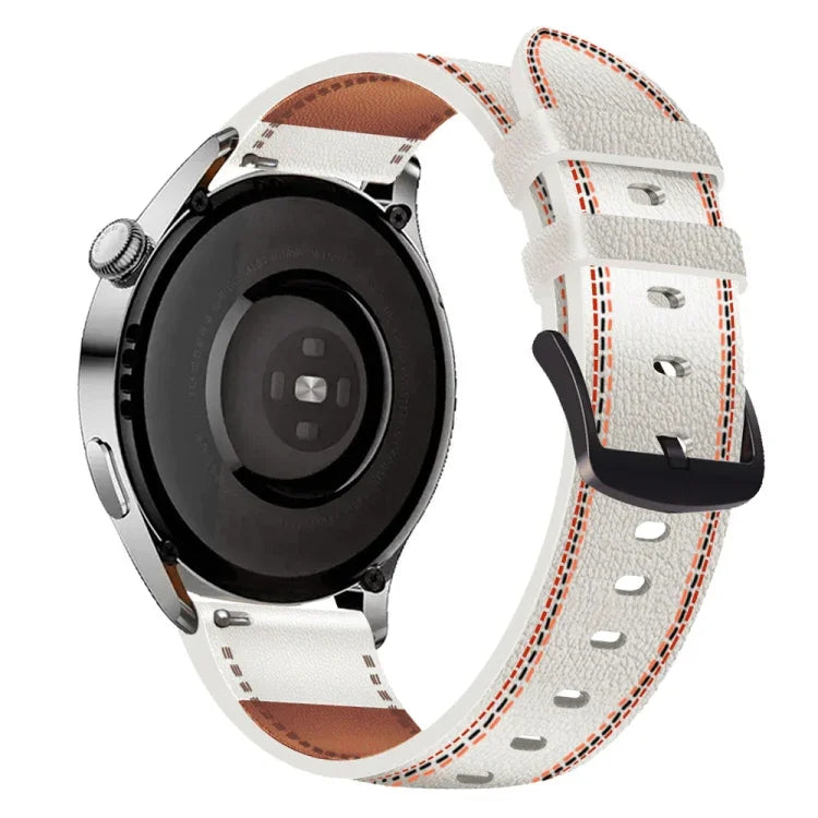 縫線真皮錶帶，適用於 Samsung Galaxy Watch 3 45mm，Huawei Watch GT 3 46mm