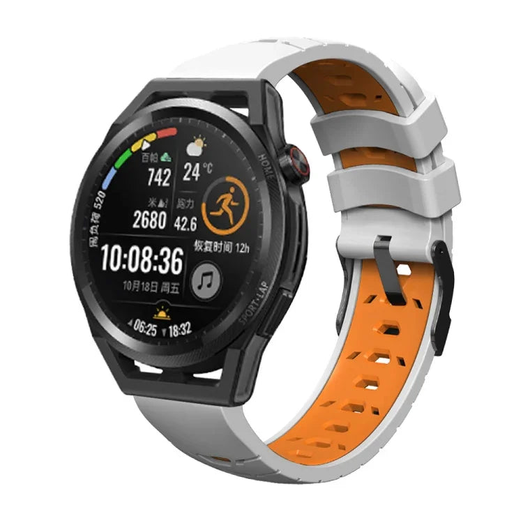 梯形三排孔矽膠錶帶，適用於 Samsung Galaxy Watch 4／Watch4 Classic，Samsung Galaxy Watch 42mm，Samsung Galaxy Watch 46mm，Samsung Galaxy Watch Active