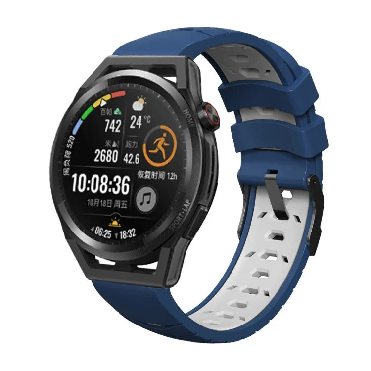 梯形三排孔矽膠錶帶，適用於 Samsung Galaxy Watch 4／Watch4 Classic，Samsung Galaxy Watch 42mm，Samsung Galaxy Watch 46mm，Samsung Galaxy Watch Active