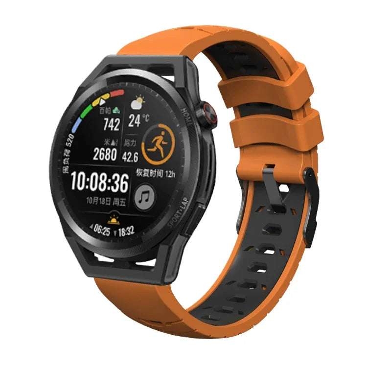 梯形三排孔矽膠錶帶，適用於 Samsung Galaxy Watch 4／Watch4 Classic，Samsung Galaxy Watch 42mm，Samsung Galaxy Watch 46mm，Samsung Galaxy Watch Active