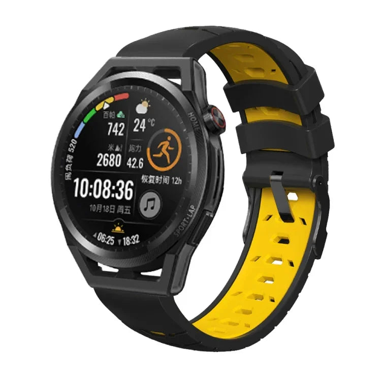 梯形三排孔矽膠錶帶，適用於 Samsung Galaxy Watch 4／Watch4 Classic，Samsung Galaxy Watch 42mm，Samsung Galaxy Watch 46mm，Samsung Galaxy Watch Active