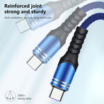 6A 編織風格 USB 充電線，線長：1米，USB-C / Type-C，Micro USB，8 Pin
