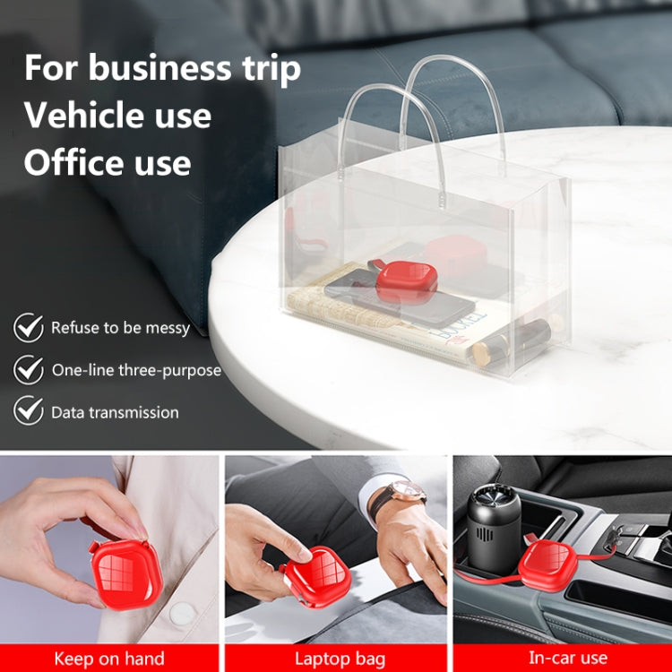 三合一 USB 轉 8Pin + Micro USB + USB-C / Type-C 伸縮充電線附手機支架