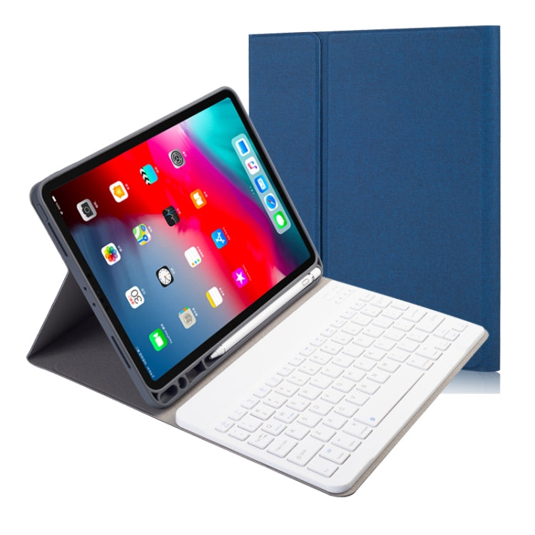 布紋可拆卸磁吸藍牙鍵盤橫翻皮革保護套，適用於 iPad Pro 11 2020 / 2018，帶支架和筆槽，RK11，RK11D 背光