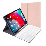 布紋可拆卸磁吸藍牙鍵盤橫翻皮革保護套，適用於 iPad Pro 11 2020 / 2018，帶支架和筆槽，RK11，RK11D 背光