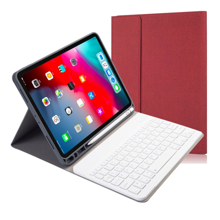 布紋可拆卸磁吸藍牙鍵盤橫翻皮革保護套，適用於 iPad Pro 11 2020 / 2018，帶支架和筆槽，RK11，RK11D 背光