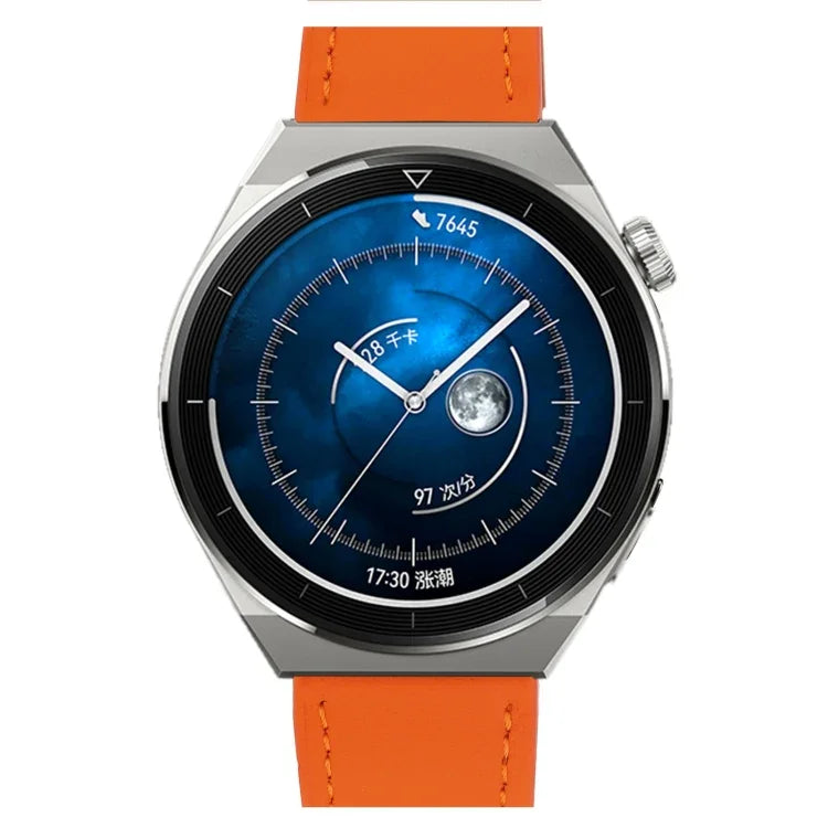 素面織紋真皮錶帶，適用於 Samsung Galaxy Watch4 20mm，適用於 Huawei Watch GT 3 Pro 22mm
