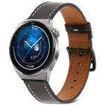 素面織紋真皮錶帶，適用於 Samsung Galaxy Watch4 20mm，適用於 Huawei Watch GT 3 Pro 22mm