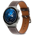 素面織紋真皮錶帶，適用於 Samsung Galaxy Watch4 20mm，適用於 Huawei Watch GT 3 Pro 22mm