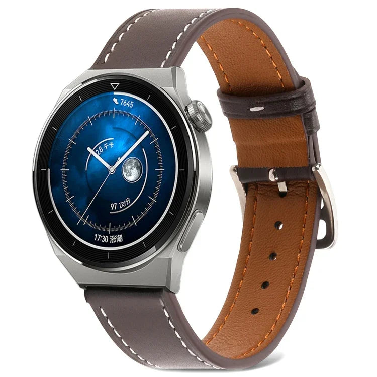 素面織紋真皮錶帶，適用於 Samsung Galaxy Watch4 20mm，適用於 Huawei Watch GT 3 Pro 22mm