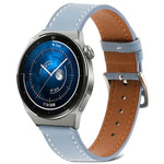 素面織紋真皮錶帶，適用於 Samsung Galaxy Watch4 20mm，適用於 Huawei Watch GT 3 Pro 22mm