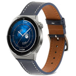 素面織紋真皮錶帶，適用於 Samsung Galaxy Watch4 20mm，適用於 Huawei Watch GT 3 Pro 22mm
