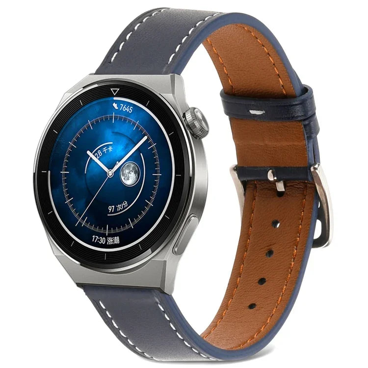 素面織紋真皮錶帶，適用於 Samsung Galaxy Watch4 20mm，適用於 Huawei Watch GT 3 Pro 22mm