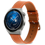素面織紋真皮錶帶，適用於 Samsung Galaxy Watch4 20mm，適用於 Huawei Watch GT 3 Pro 22mm
