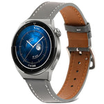 素面織紋真皮錶帶，適用於 Samsung Galaxy Watch4 20mm，適用於 Huawei Watch GT 3 Pro 22mm