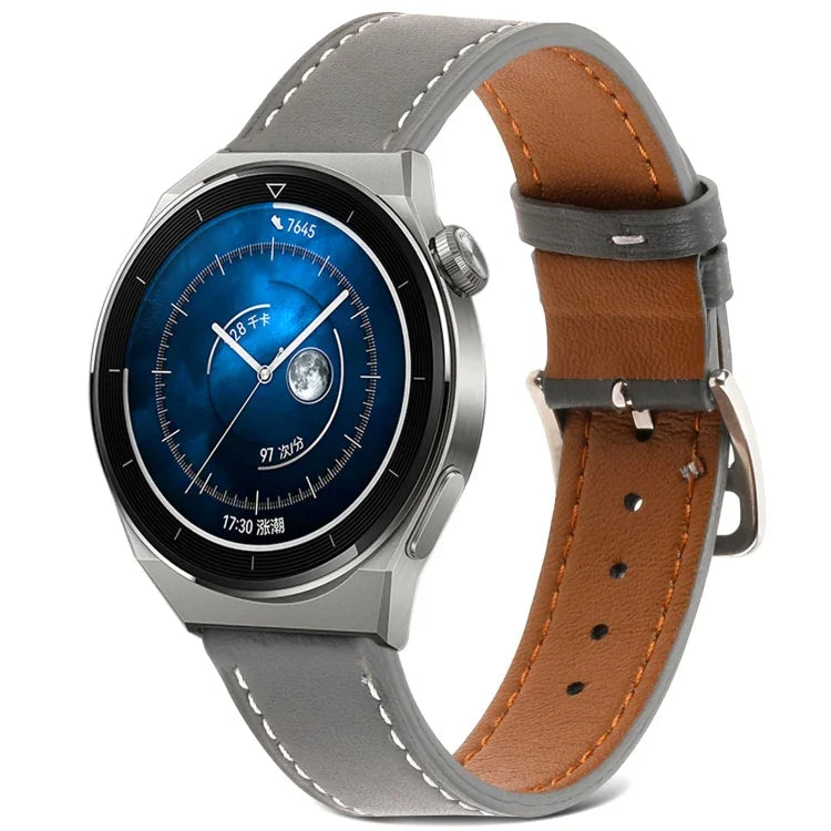 素面織紋真皮錶帶，適用於 Samsung Galaxy Watch4 20mm，適用於 Huawei Watch GT 3 Pro 22mm