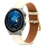 素面織紋真皮錶帶，適用於 Samsung Galaxy Watch4 20mm，適用於 Huawei Watch GT 3 Pro 22mm