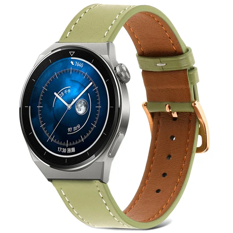 素面織紋真皮錶帶，適用於 Samsung Galaxy Watch4 20mm，適用於 Huawei Watch GT 3 Pro 22mm