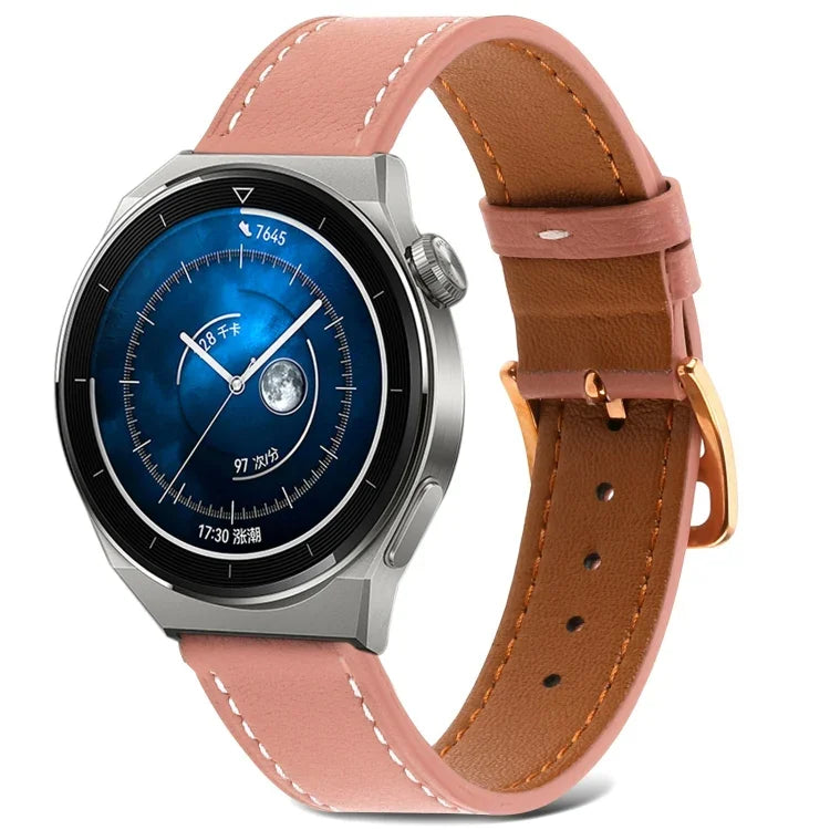 素面織紋真皮錶帶，適用於 Samsung Galaxy Watch4 20mm，適用於 Huawei Watch GT 3 Pro 22mm