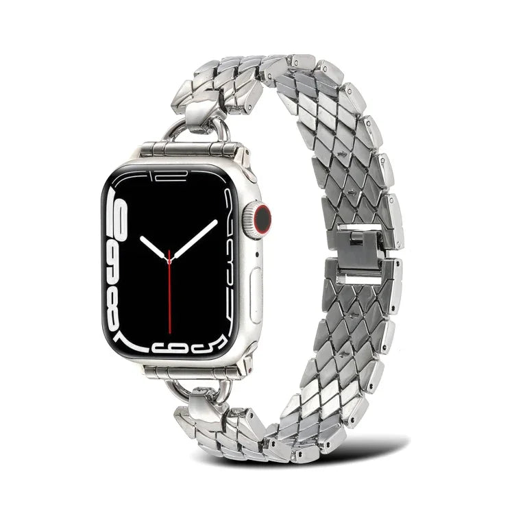D 形菱形金屬錶帶，適用於 Apple Watch 系列，7 45毫米 / 6&SE&5&4 44毫米 / 3&2&1 42毫米，7 41毫米 / 6&SE&5&4 40毫米 / 3&2&1 38毫米