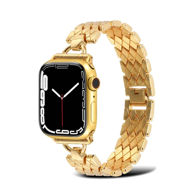 D 形菱形金屬錶帶，適用於 Apple Watch 系列，7 45毫米 / 6&SE&5&4 44毫米 / 3&2&1 42毫米，7 41毫米 / 6&SE&5&4 40毫米 / 3&2&1 38毫米