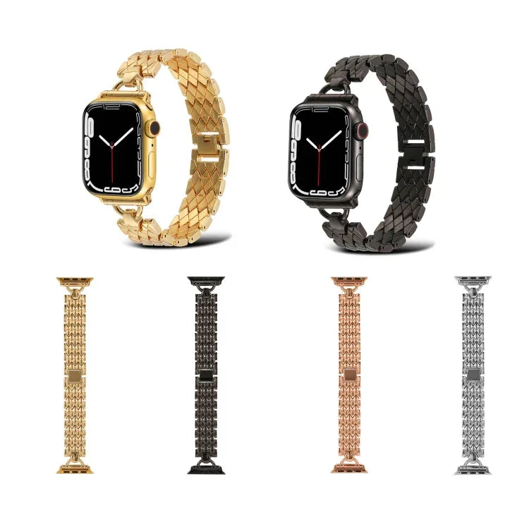 D 形菱形金屬錶帶，適用於 Apple Watch 系列，7 45毫米 / 6&SE&5&4 44毫米 / 3&2&1 42毫米，7 41毫米 / 6&SE&5&4 40毫米 / 3&2&1 38毫米