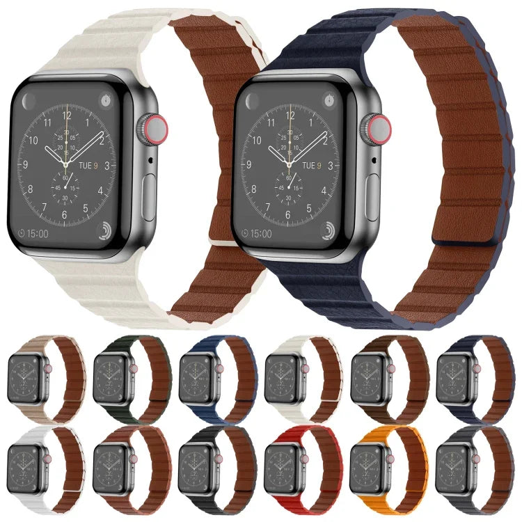 強力磁吸皮革錶帶，適用於 Apple Watch 系列，7 41mm / 6&SE&5&4 40mm / 3&2&1 38mm，7 45mm / 6&SE&5&4 44mm / 3&2&1 42mm