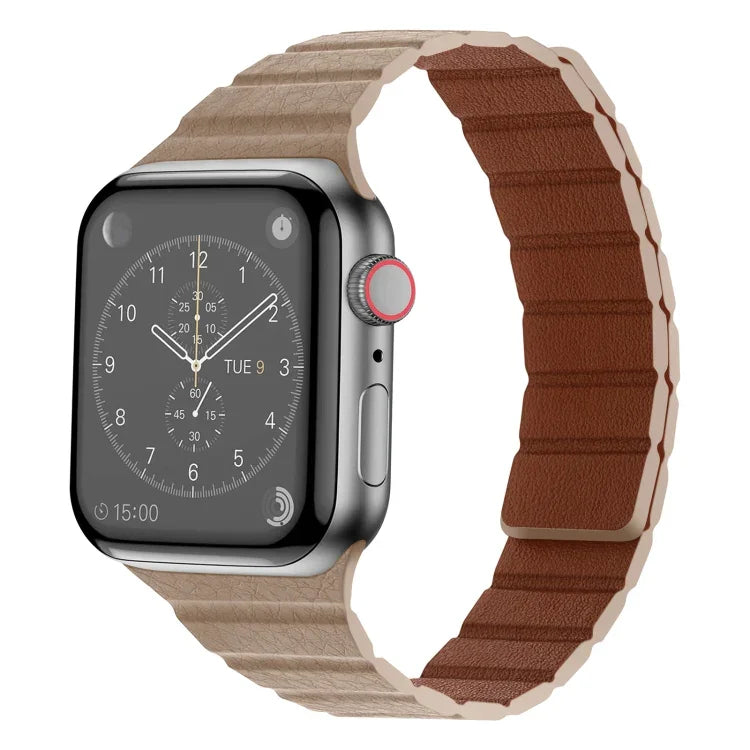 強力磁吸皮革錶帶，適用於 Apple Watch 系列，7 41mm / 6&SE&5&4 40mm / 3&2&1 38mm，7 45mm / 6&SE&5&4 44mm / 3&2&1 42mm