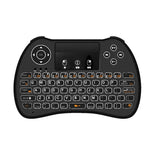 H9 2.4GHz 迷你無線空中滑鼠 QWERTY 鍵盤，帶白色背光及觸控板，適用於 PC、電視，帶白色背光