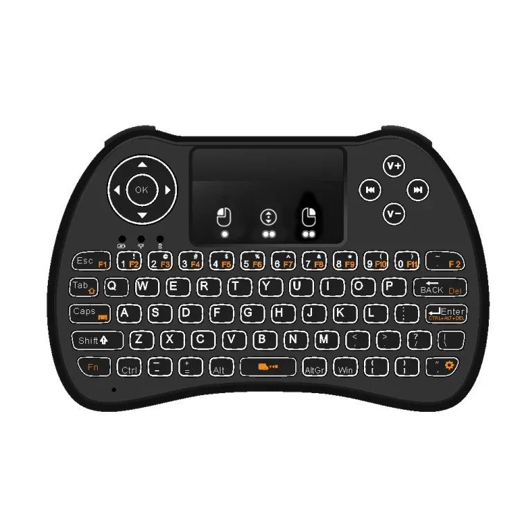 H9 2.4GHz 迷你無線空中滑鼠 QWERTY 鍵盤，帶白色背光及觸控板，適用於 PC、電視，帶白色背光
