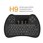 H9 2.4GHz 迷你無線空中滑鼠 QWERTY 鍵盤，帶白色背光及觸控板，適用於 PC、電視，帶白色背光