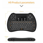 H9 2.4GHz 迷你無線空中滑鼠 QWERTY 鍵盤，帶白色背光及觸控板，適用於 PC、電視，帶白色背光