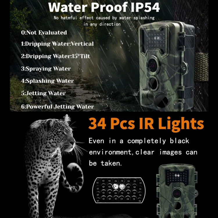 PR1000 2 吋 LCD 螢幕紅外線夜視動態野生動物狩獵追蹤相機，PR1000