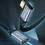 10Gbps USB-C / Type-C 母對公彎頭充電數據傳輸延長線，1.5m，2m，3m