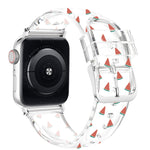 方形扣透明錶帶，適用於 Apple Watch 系列，7 41mm / 6&SE&5&4 40mm / 3&2&1 38mm，7 45mm / 6&SE&5&4 44mm / 3&2&1 42mm
