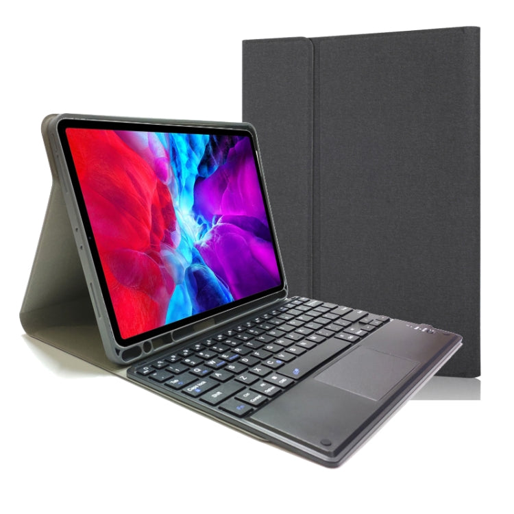 可拆卸觸控藍牙鍵盤 TPU 橫翻皮革保護套，適用於 iPad Pro 11 2020 / 2018，帶支架和筆槽，RK11C