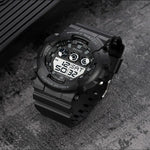 SKMEI 1857 不鏽鋼錶扣 PU 錶帶防水電子錶