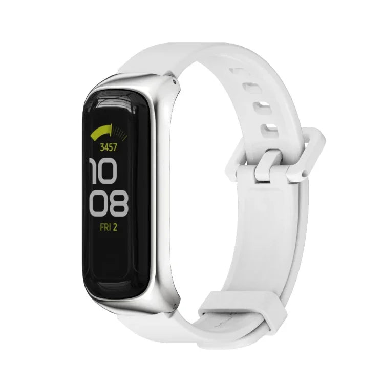 MIJOBS 金屬錶殼矽膠錶帶，適用於 Samsung Galaxy Fit 2