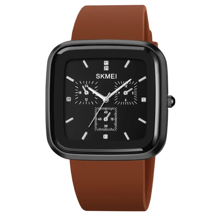 SKMEI 1902 Stainless Steel Buckle Silicone Strap Waterproof Quartz Watch